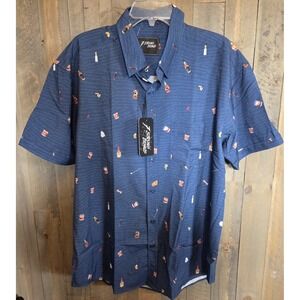NEW MEN'S XL 7 SEVEN STRONG BRAND Short Sleeve Button Up Casual Vacation Shirt